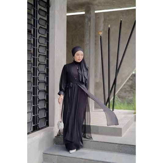 Long Cardy Laura Long Outer Cardigan Bahan Ceruty Baby doll