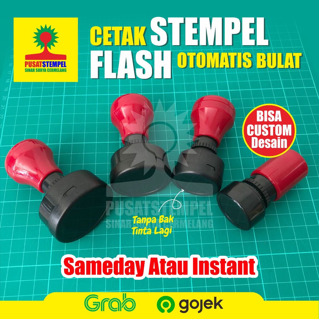 

STEMPEL CUSTOM OTOMATIS FLASH BULAT 1CM 2CM 3CM 4CM 5CM