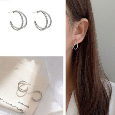 Big Earrings Anting Wanita Perak 18K Anting Tusuk Tindik Emas Perak Gold Silver Giwang Besar Import