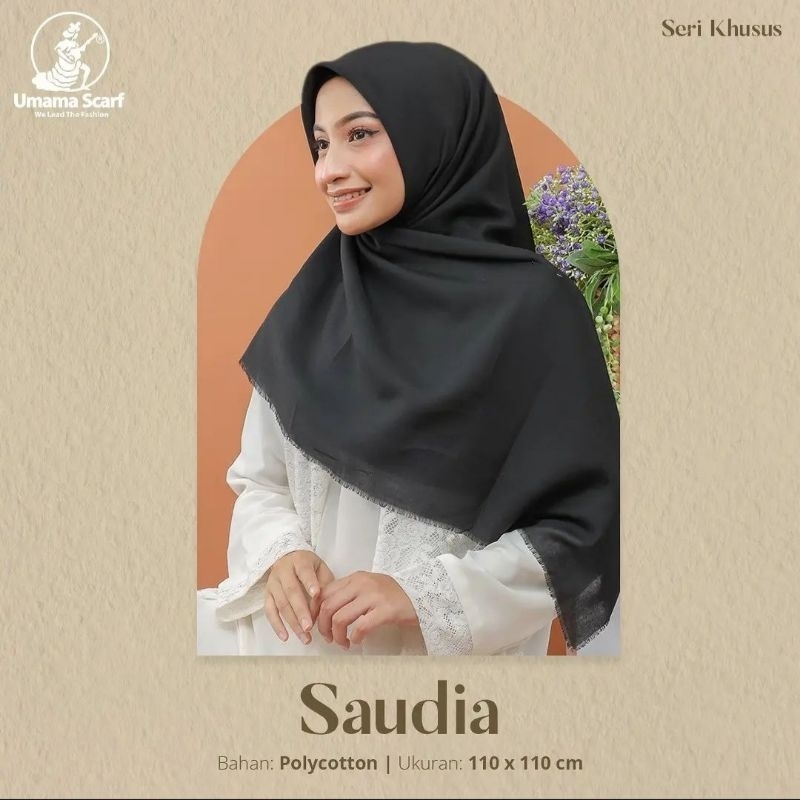 SAUDIA SEGI EMPAT RAWIS BY UMAMA Scarf Kerudung/Hijab/Jilbab POLOS HITAM