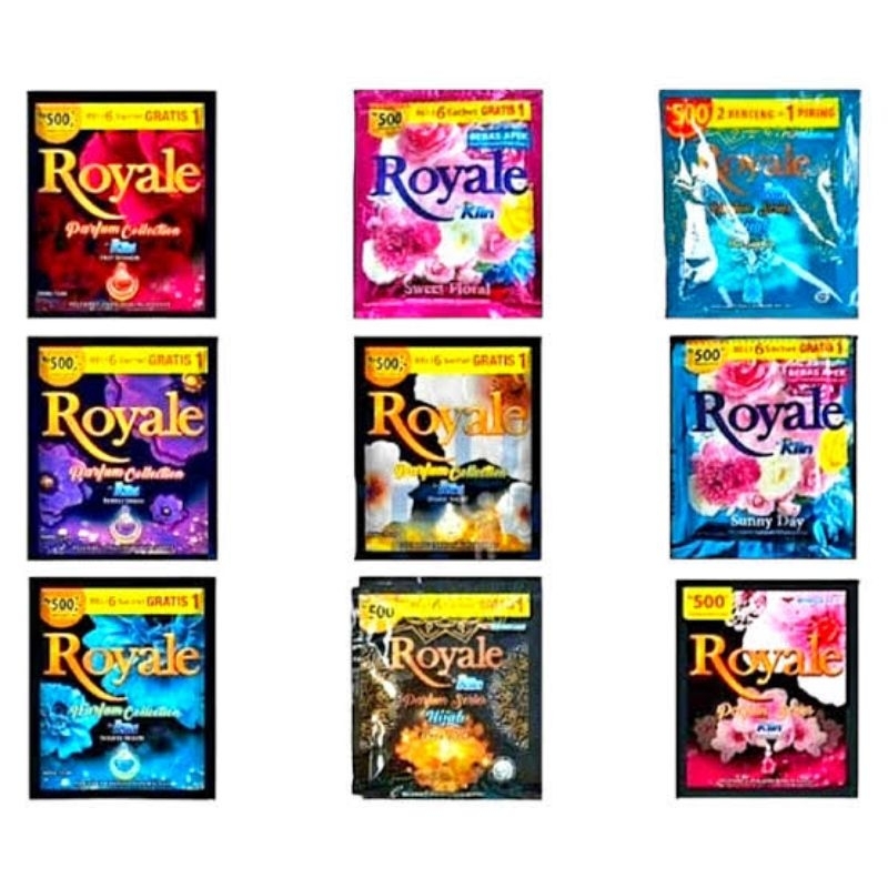 Royale So Klin Softener Pewangi Pakaian 1 Renteng Isi 12 Sachet