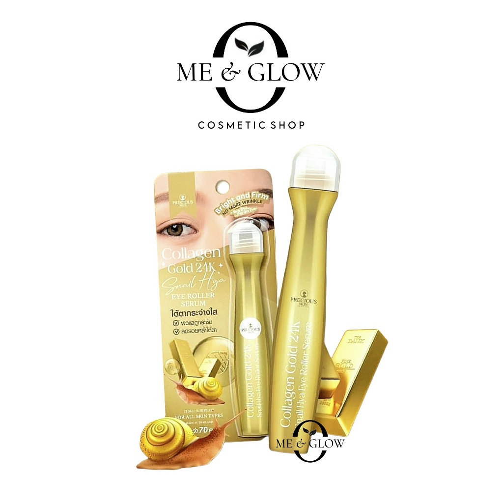 PRECIOUS SKIN COLLAGEN GOLD 24K SNAIL HYA EYE ROLLER SERUM - SERUM KANTONG MATA PANDA - ORIGINAL THA