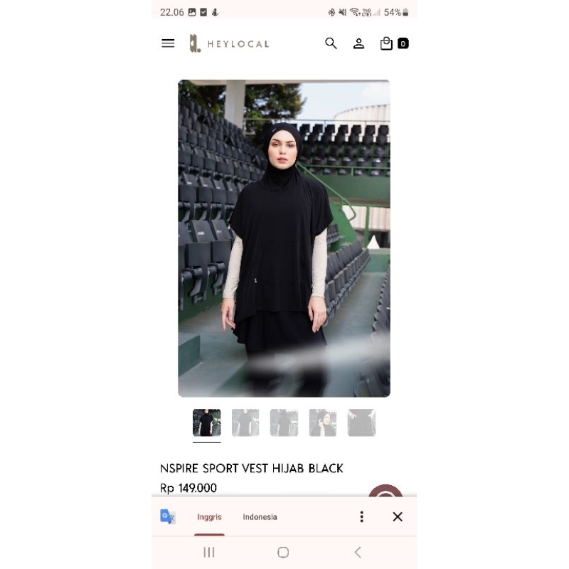 NSPIRE SPORT VEST HIJAB BLACK - preloved