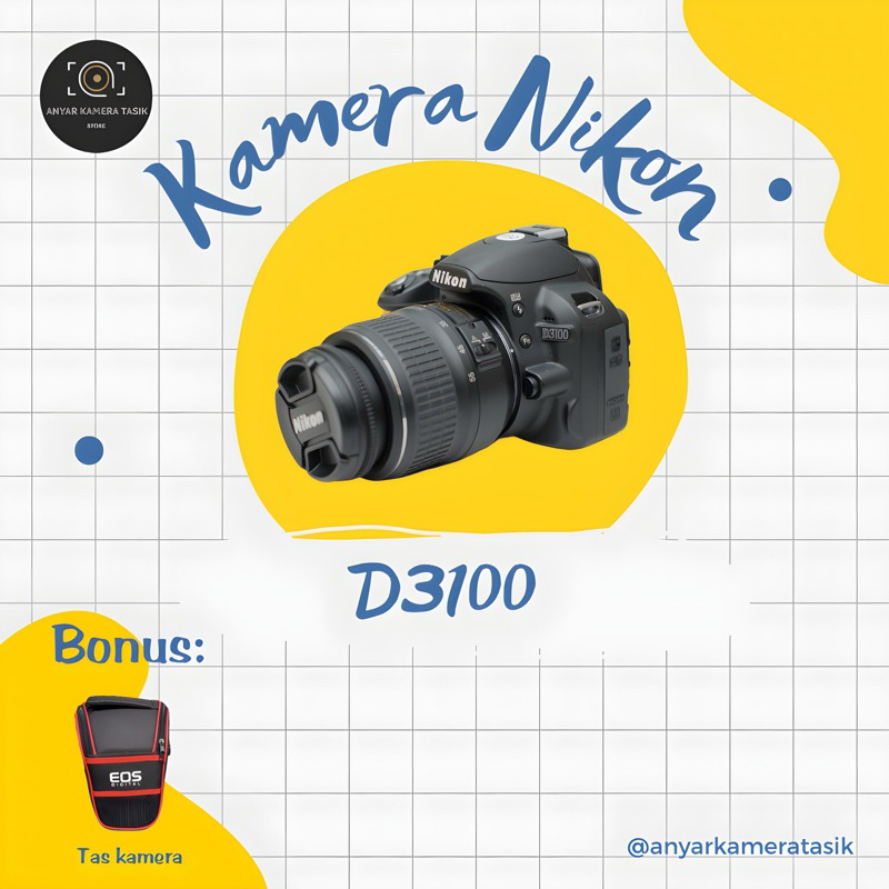 KAMERA NIKON D3100 DSLR PEMULA FULLSET SUPPORT VIDEO SIAP PAKE BUKAN D3200/D3300/D3400/D5000/D5100