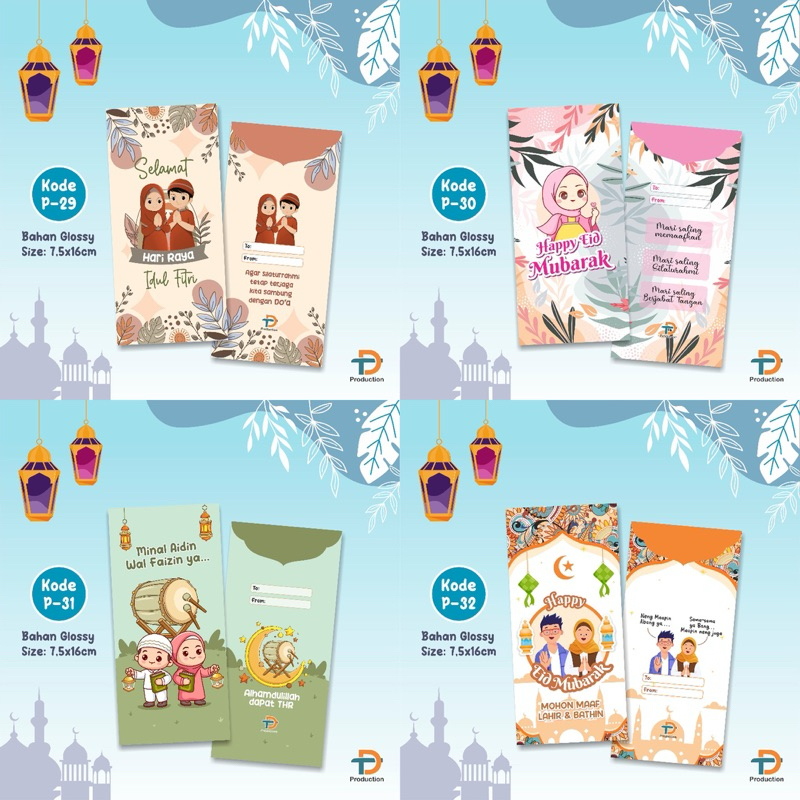 

(isi 10 pcs) ANGPAU LEBARAN PANJANG 7,5x16 cm Bahan Glossy