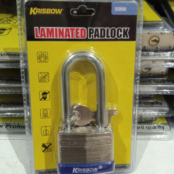 Unik Krisbow Gembok Besi Baja Berlaminasi 50 mm Shackle panjang Diskon