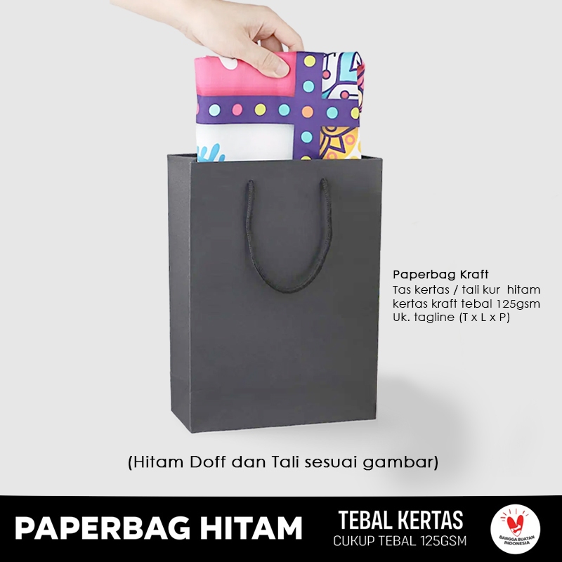 

Paper Bag Jumbo 29x9x20 cm Packing Olshop / Paper Bag Kado Buat Baju, Celana Kerudung / Papper Bag Polos Warna Hitam Murah