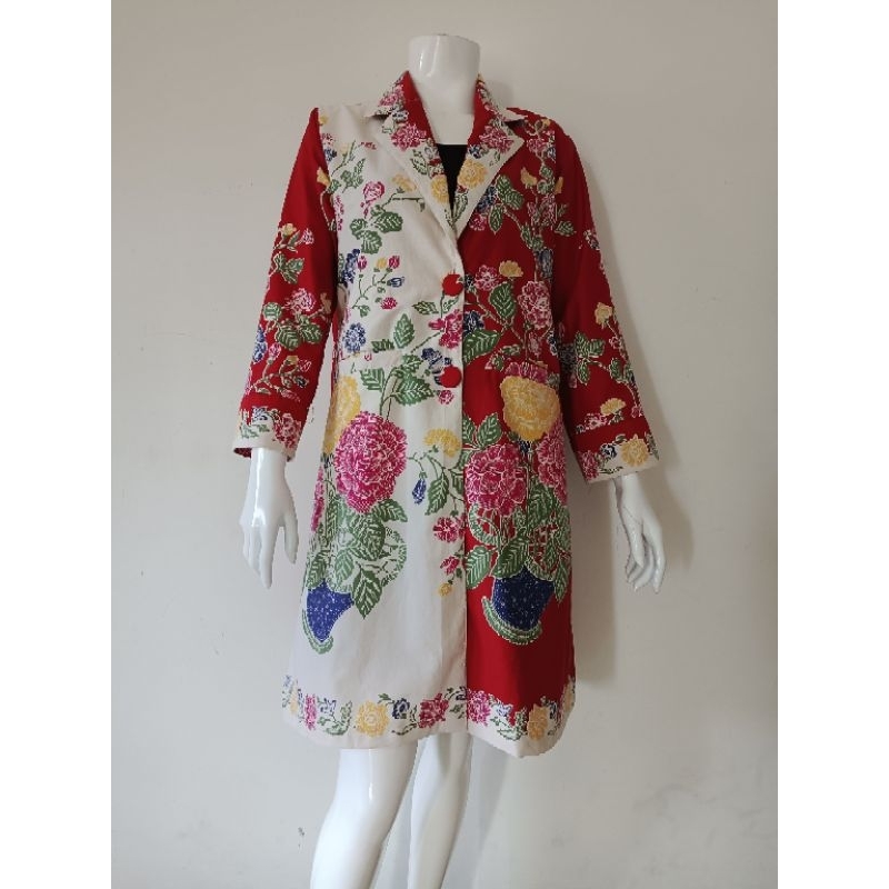 Blazer Cardigan Outer Vest Batik Dress Atasan Batik Wanita Tunik Blazer Premium Batik Kerja Kantoran