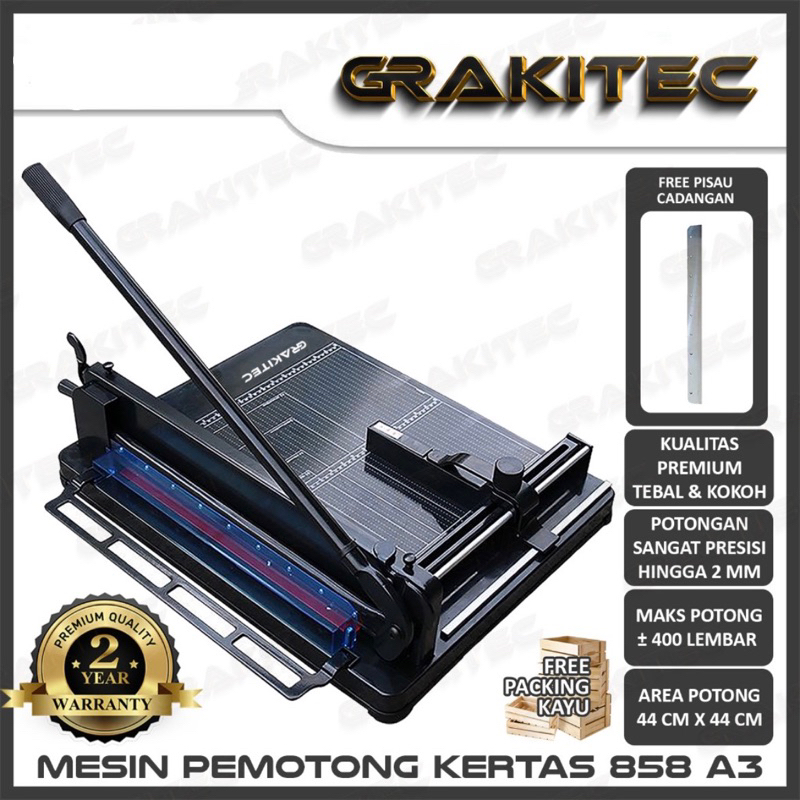 Mesin Pemotong Kertas 1 rim A3 858 Kualitas Super Premium  ( Alat Potong Kertas hvs, Sticker, Art Pa