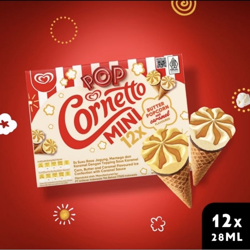 

wall's cornetto mini butter pop corn with caramel / walls cone karamel