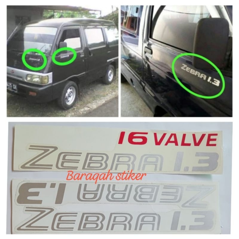 stiker mobil Zebra 1.3 16 VALVE untuk samping dan depan