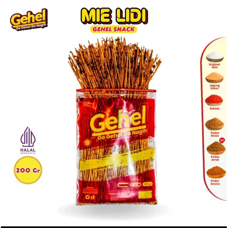 

Gehel Mie Lidi 66gr Cemilan Viral ( Cemilan Kekinian )