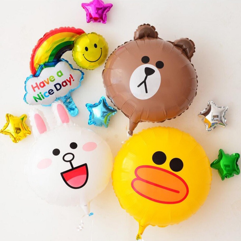 Balon foil karakter kepala line / balloon kepala cony kelinci rabbit / baloon kepala brown bear beru