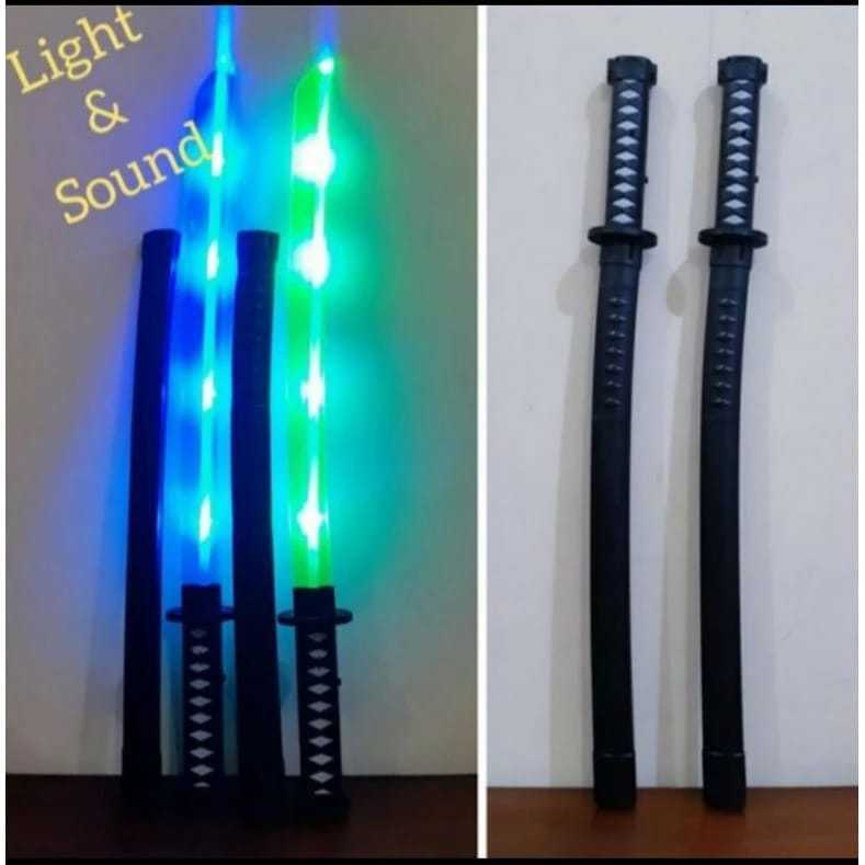 mainan pedang ninja samurai deadpool sensor gerak led panjang 65cm