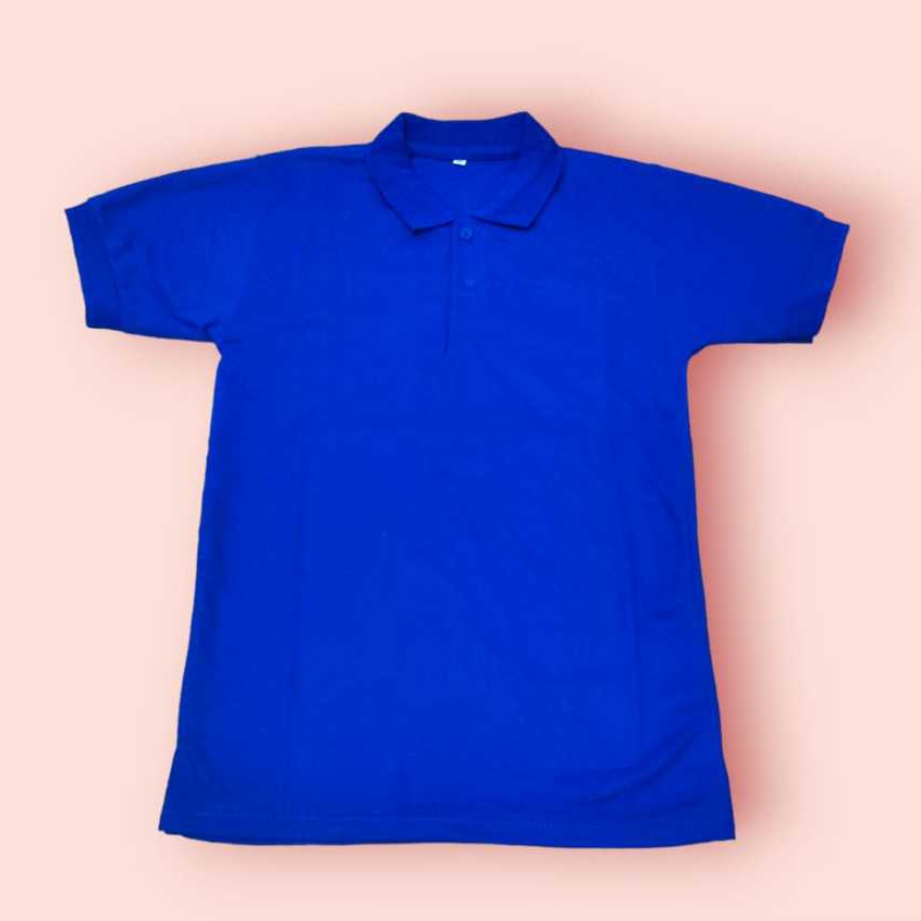 Kaos Kerah Polos Polo Shirt Pria Dewasa Dan Wanita (Unisex) Lengan Pendek Biru Turkis/Biru BCA