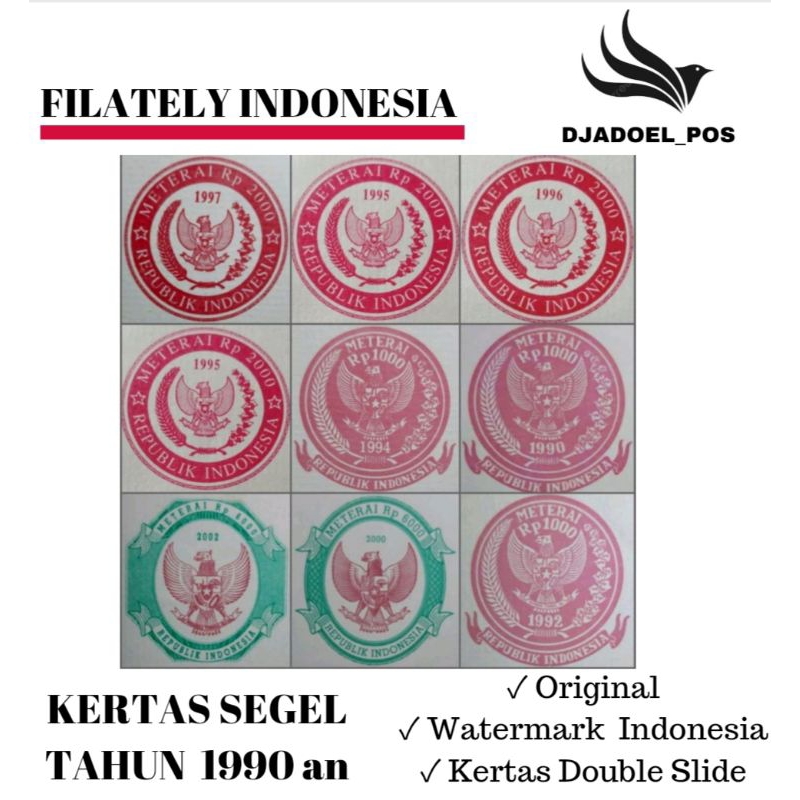 

KERTAS SEGEL TAHUN 1990 1991 1992 1993 1994 1995 1996 1997 2000 2002 Double Asli