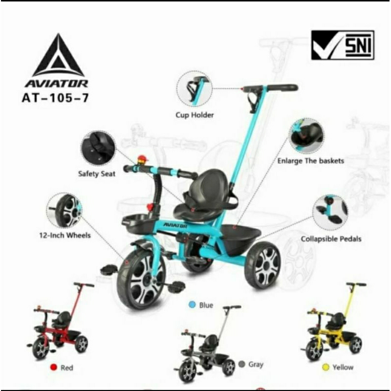 Sepeda Anak Roda Tiga AT105-7 AT 125-7 Aviator Tricycle AT 105-7