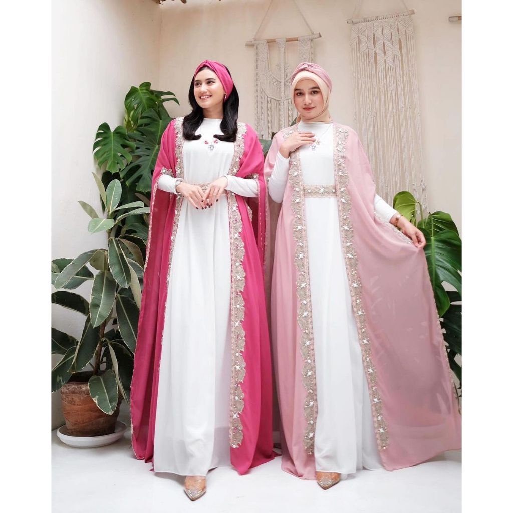 Kaftan Lebaran 2024 Mewah Premium | Kaftan Kondangan Premium | Kaftan Putih Kekinian | Dress Kaftan 