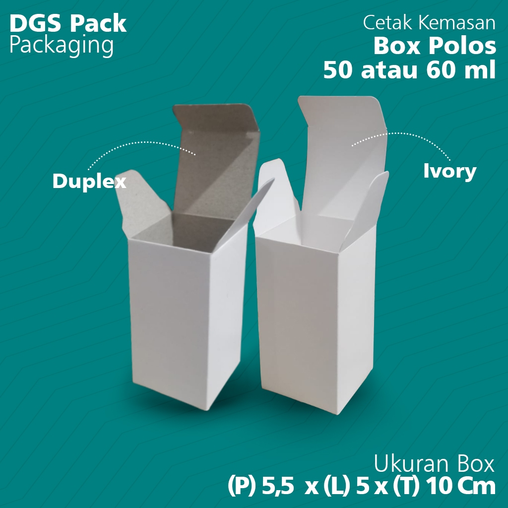 

Box Polos Ukuran 50 - 60 ml | Box Polos Ukuran P x L x T : 5,5 x 5 x 10 cm