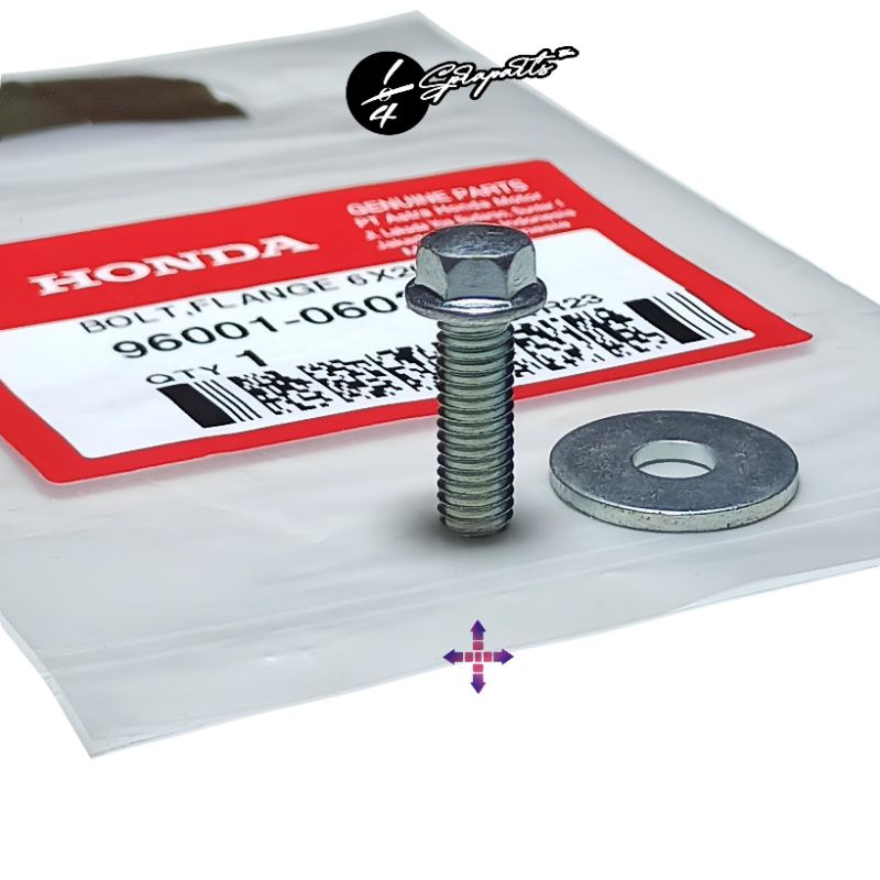 Baut Box Filter Kanan ( Bolt Flange 6x20 - Washer Plain 6mm ) Beat K1A, Genio New,  Scoopy K2F New