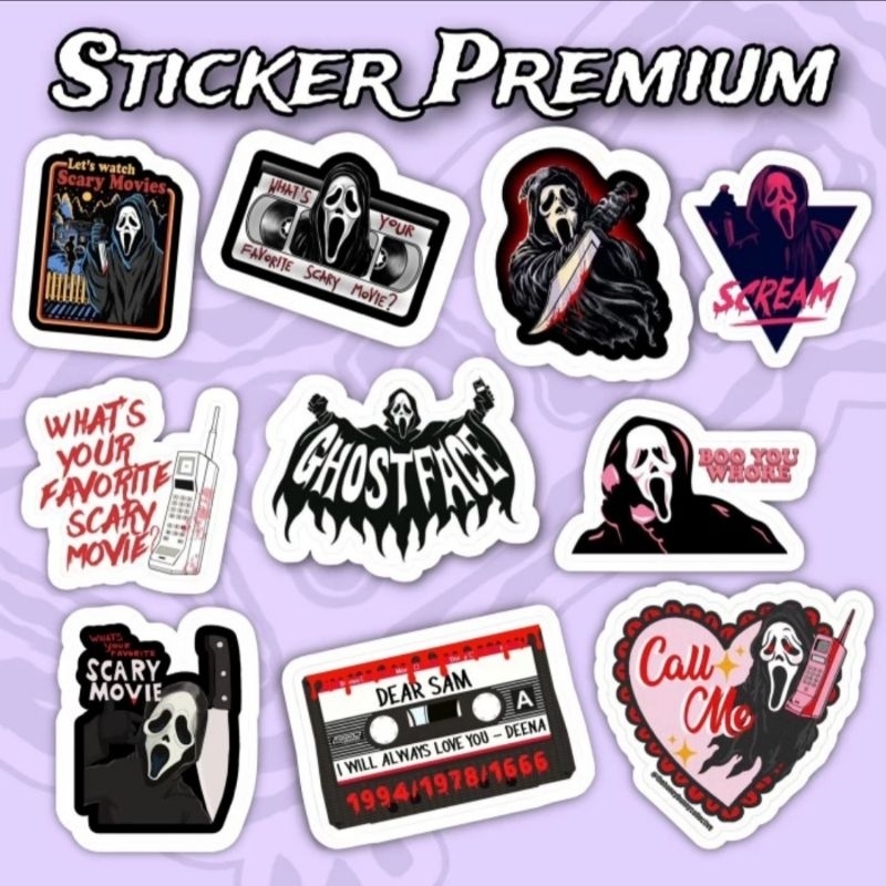 

Sticker Scream Ghostface Scary Movie Pack 10pcs Premium Waterproof