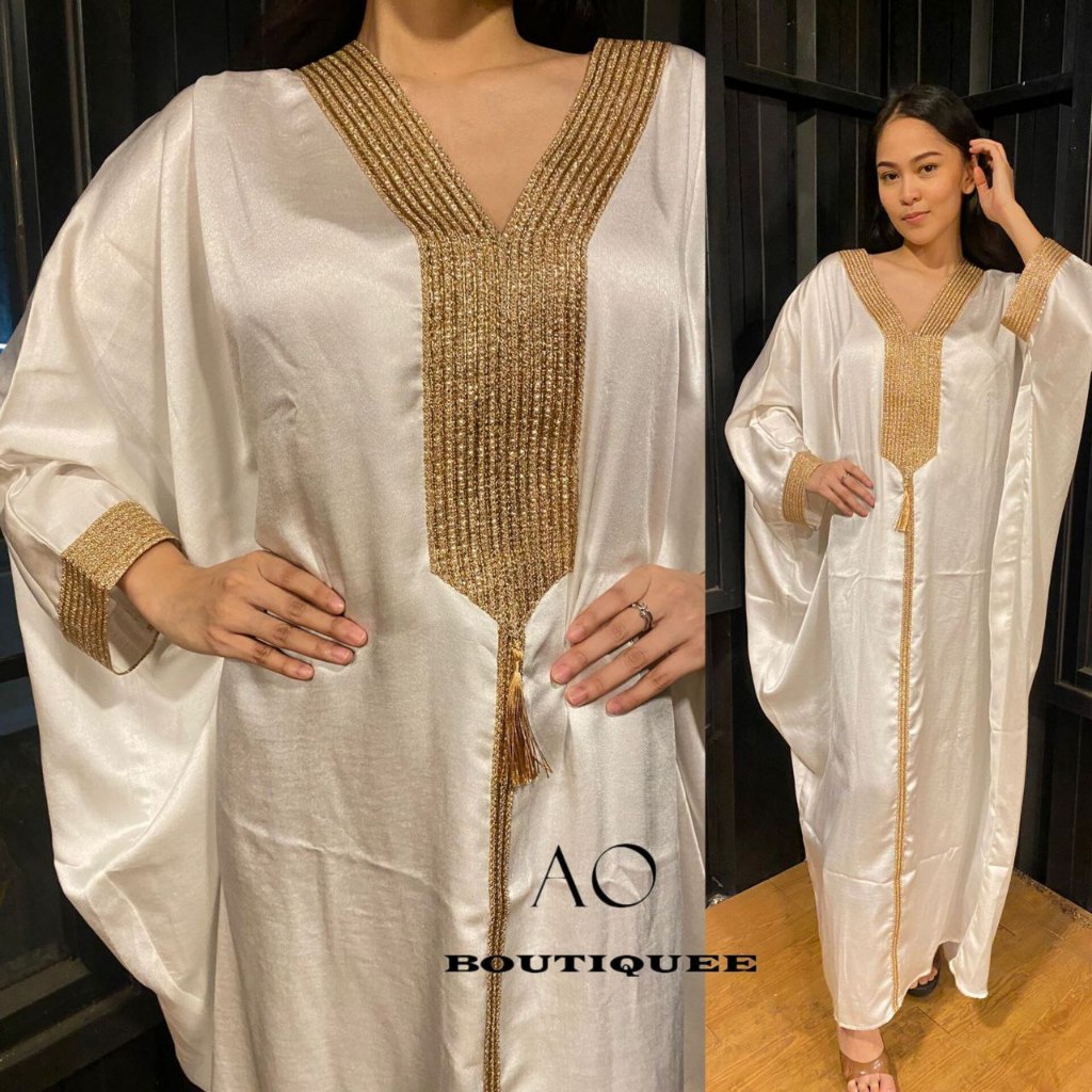 AO BOUTIQUEE - KAFTAN MOUSAVI WHITE/ kaftan dubai/ kaftan premium/kaftan mewah/ kaftan dubai/ kaftan