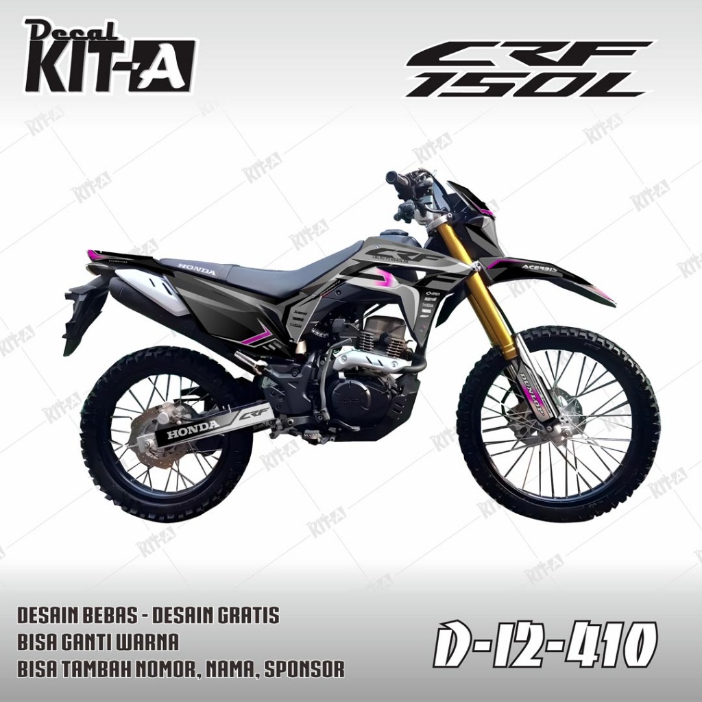 Decal CRF 150 L - Stiker Motor Crf 150 L MOTIF SPECIAL EDITION HITAM ABU2 MAGENTA D-I2-410