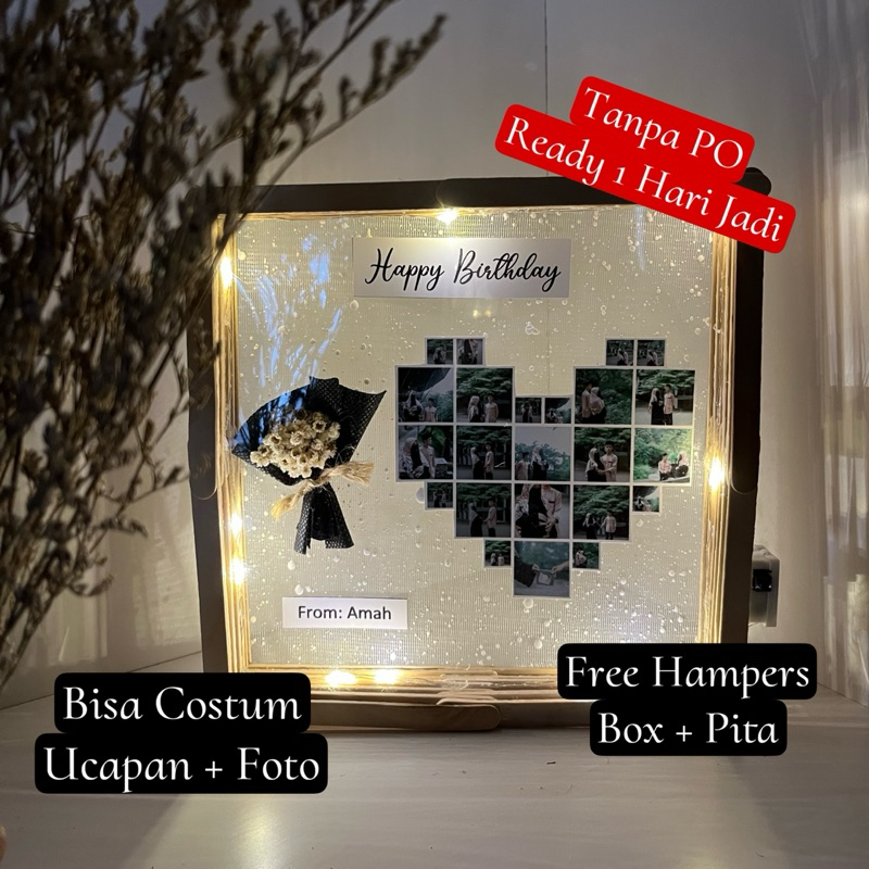 Ready, Proses 1 hari jadi  Flowers In Frame Termurah  Kado anniversary / Kado ulang tahun / Kado wis