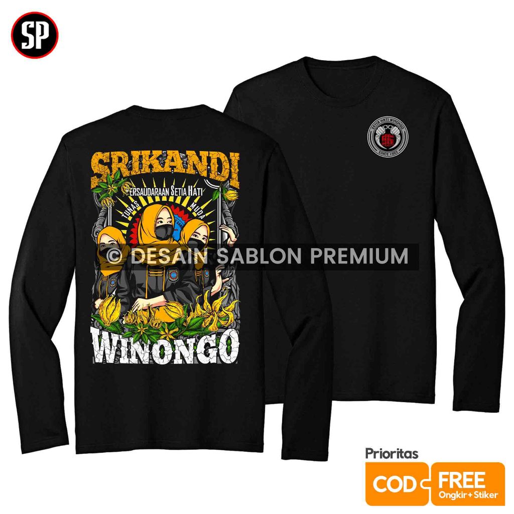 KAOS SRIKANDI SH WINONGO Lengan Panjang Terbaru - FREE STIKER / Bahan Katun Lembut dan Adem / PSHW W