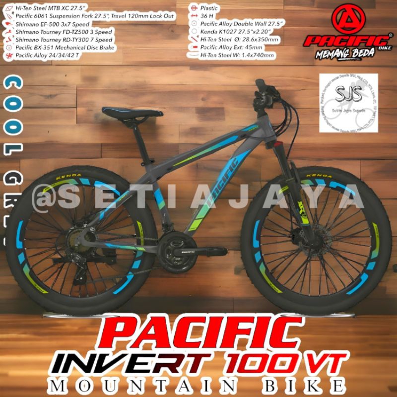 Sepeda Gunung MTB 27.5 Inch PACIFIC INVERT 100 VT Steel 3x7 Speed New