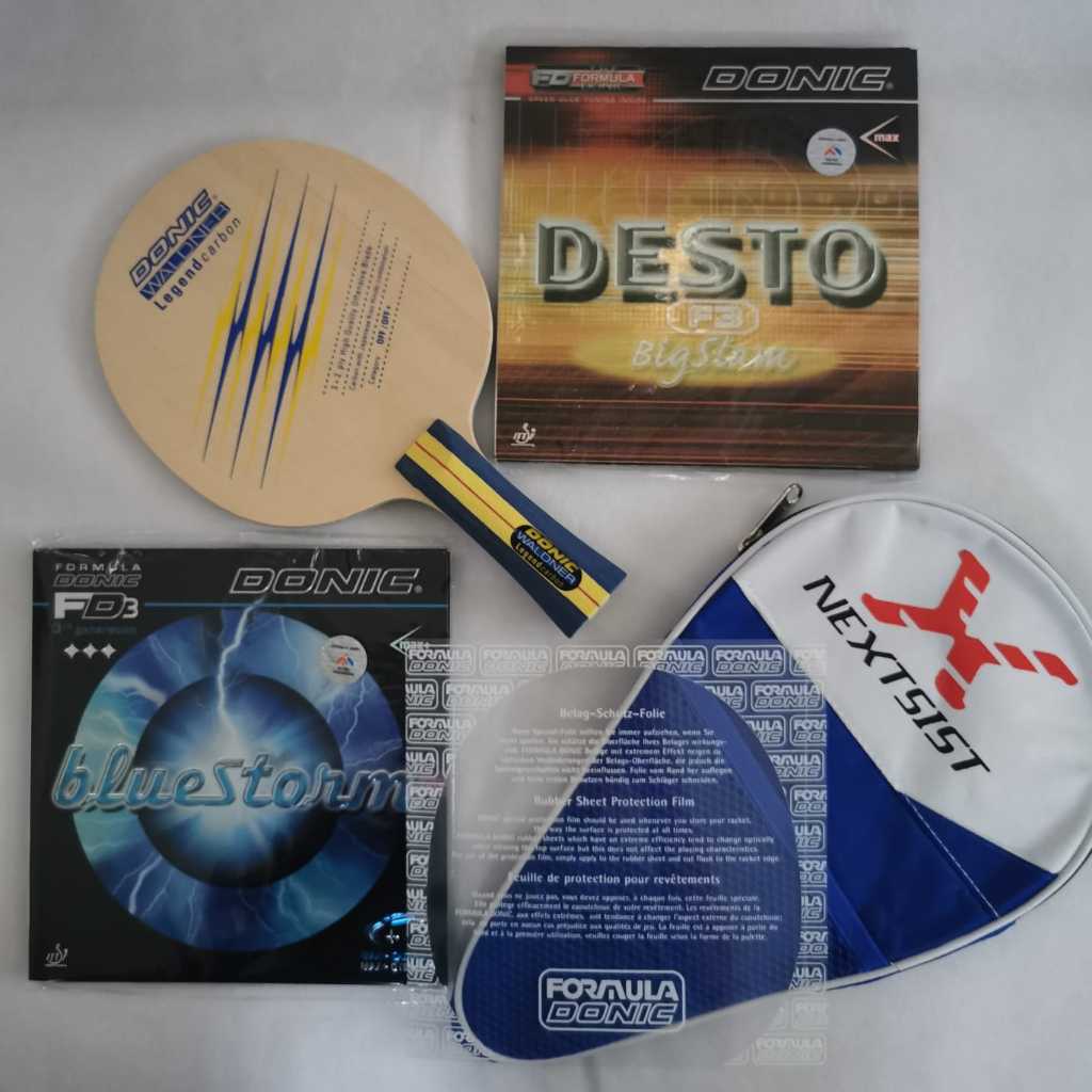Bat Donic Waldner Legend plus karet Donic serang lengkap Set