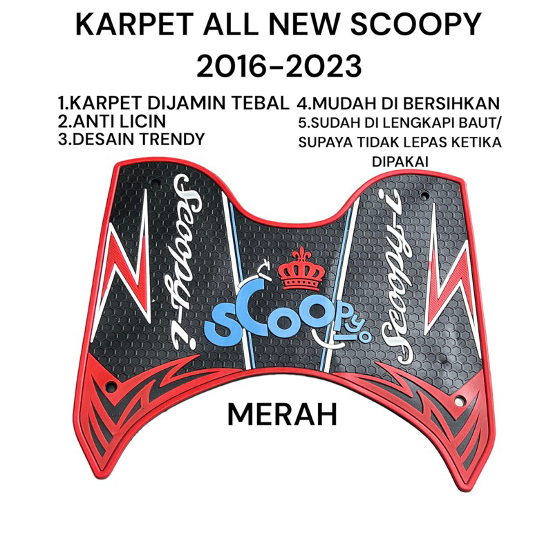 KARPET MOTOR ALAS KAKI HONDA SCOOPY NEW 2016-2023 ANTI SELIP KARPET TATAKAN KAKI KARET PREMIUM ALL N