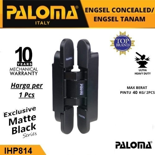 IHP 814 PALOMA INVISIBLE HINGE MATTE BLACK ENGSEL TANAM PINTU ENGSEL HITAM