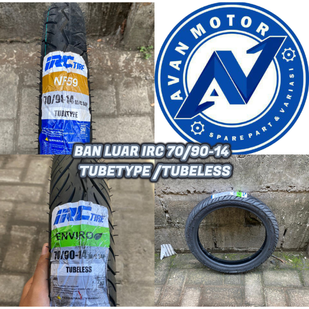 BAN LUAR DEPAN MATIC IRC 70/90-14 TUBELESS/TUBETYPE || BAN LUAR MATIC IRC 70/90-14 TUBLESS / TUBETYP