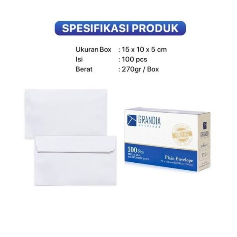 

Amplop Putih GRANDIA P104 Kecil 1 Pak Isi 100pcs