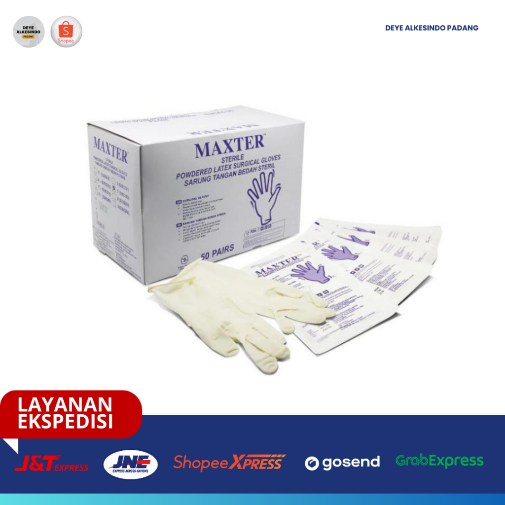 SARUNG TANGAN BEDAH / HANDSCOON MAXTER STERIL SIZE 7,5
