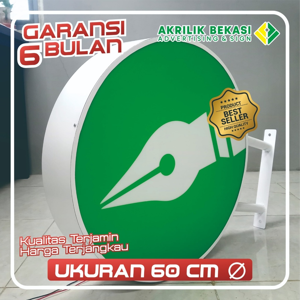 Neon Box Bulat diameter 60 cm 2 sisi