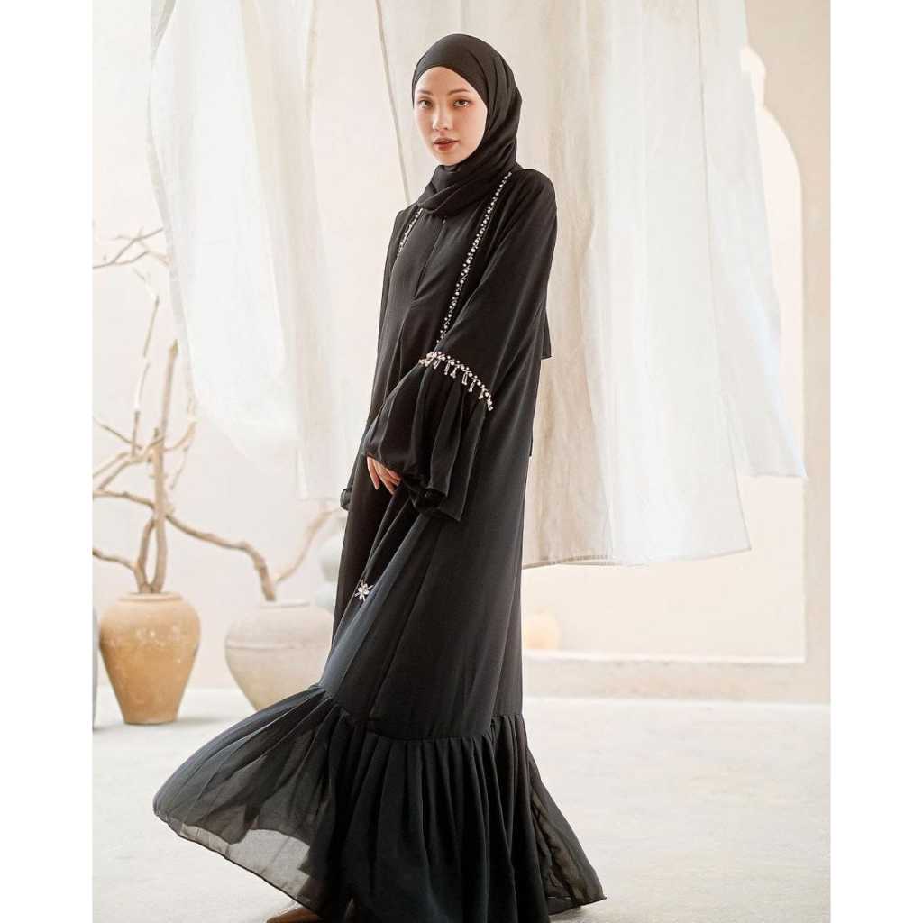 Set Abaya Free Pashmina-Hayya Dress Abaya-Gamis Abaya Lebaran 2024-Set Abaya Terbaru Plus Pashmina