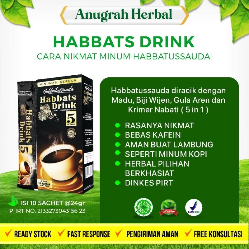 

Pengganti Kopi Non Kafein Habbats Drink Isi 10 Sachet Habbat Drink