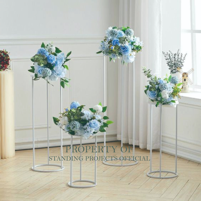 Paket Hemat Isi 4 Stand Bulat dan Stand Kotak - Wadah Pot Besi - Standing Bunga - Standing Pot - Dek