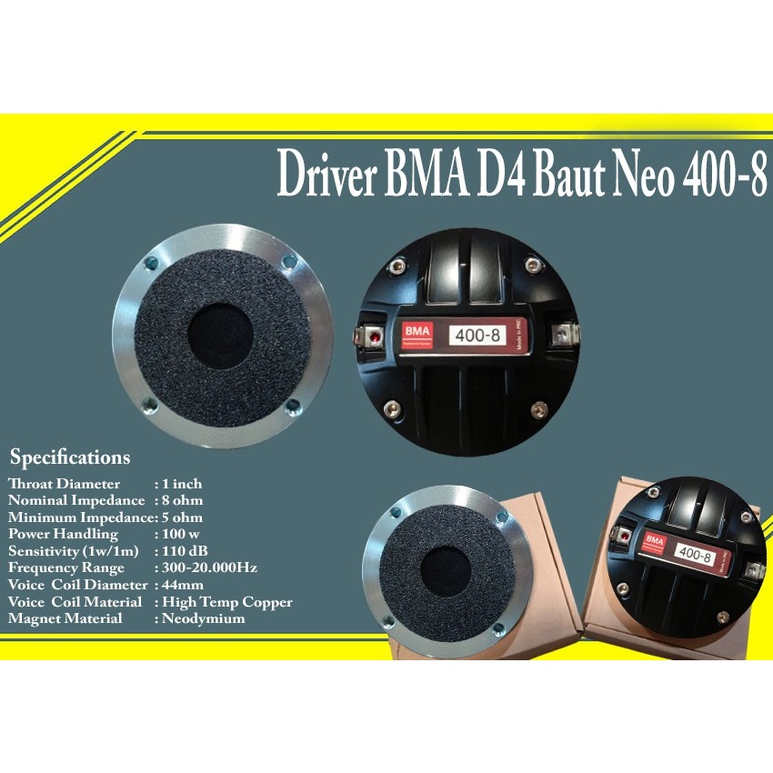 driver tweeter BMA drat Neodynium D 400-5 neo coil 44.4mm tweter bma neo model drat Original