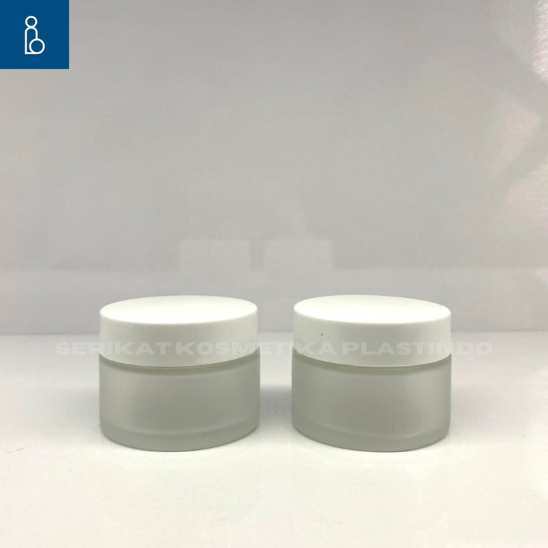 POT JAR POT CREAM 15 GRAM KACA FROSTED TUTUP PUTIH WHITE