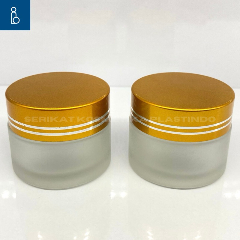 POT JAR POT CREAM 15 GRAM KACA FROSTED TUTUP GOLD