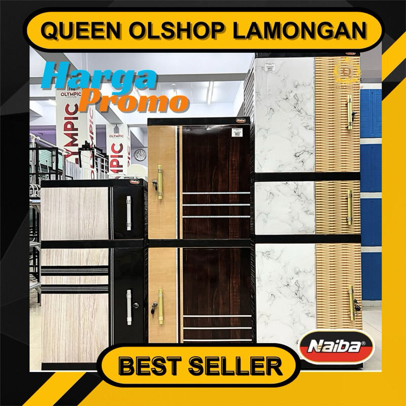 [PROMO] Lemari Pakaian Kabinet Plastik Naiba Gantungan Susun Kunci 7203 7204 7205