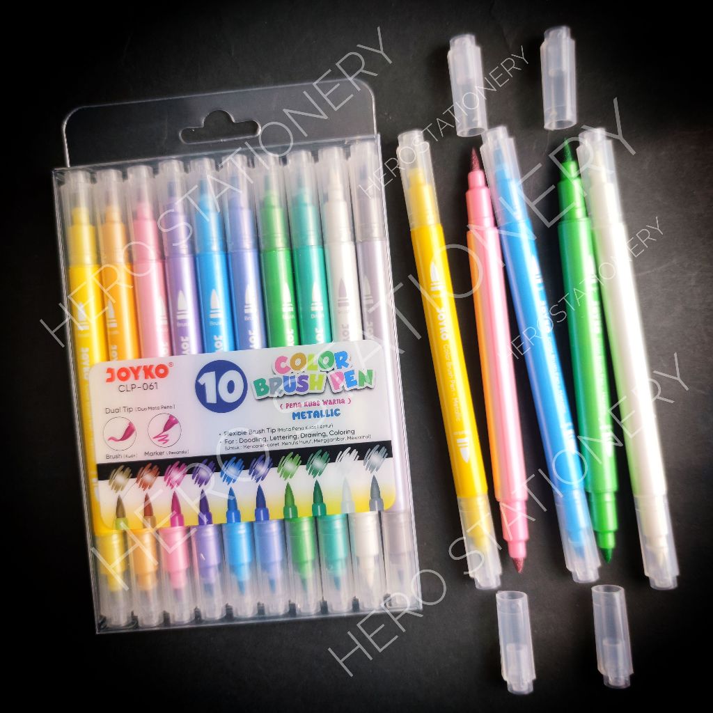 

Joyko color brush pen pena warna metalik metallic dual tip CLP-061
