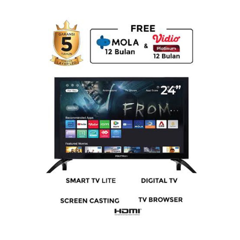 TV LED digital, smart tv 24 inc POLYTRON PLD-24CV1869