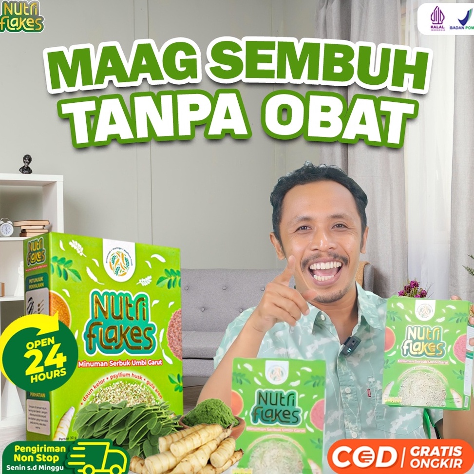 

ART A78T Nutriflakes Minuman Serbuk Sehat Solusi Untuk Asam Lambung Maag Kronis Infeksi Lambung Tungkak Lambung Diet Alami 28GR