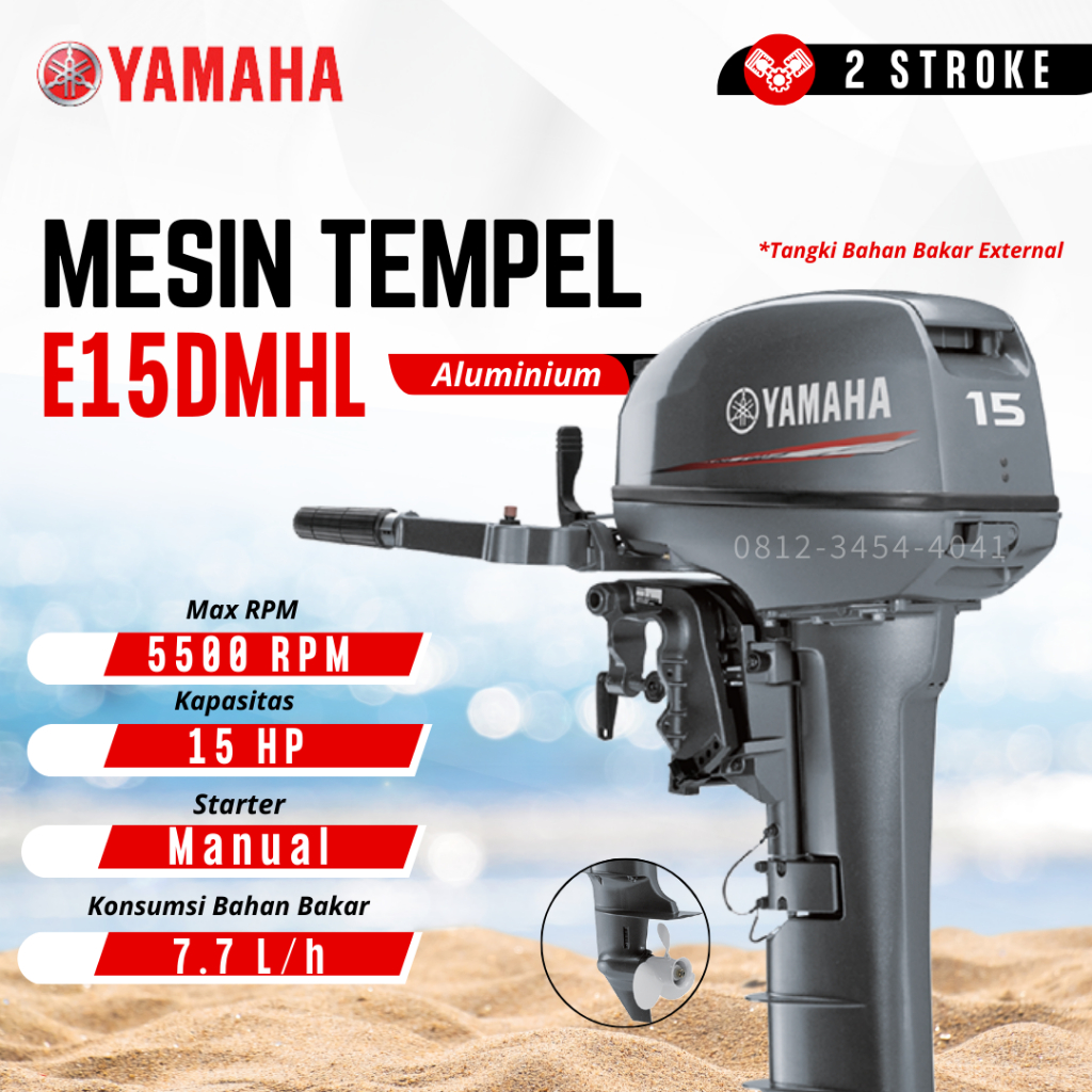 Mesin Tempel 15 Pk 15hp 2Tak Yamaha Japan