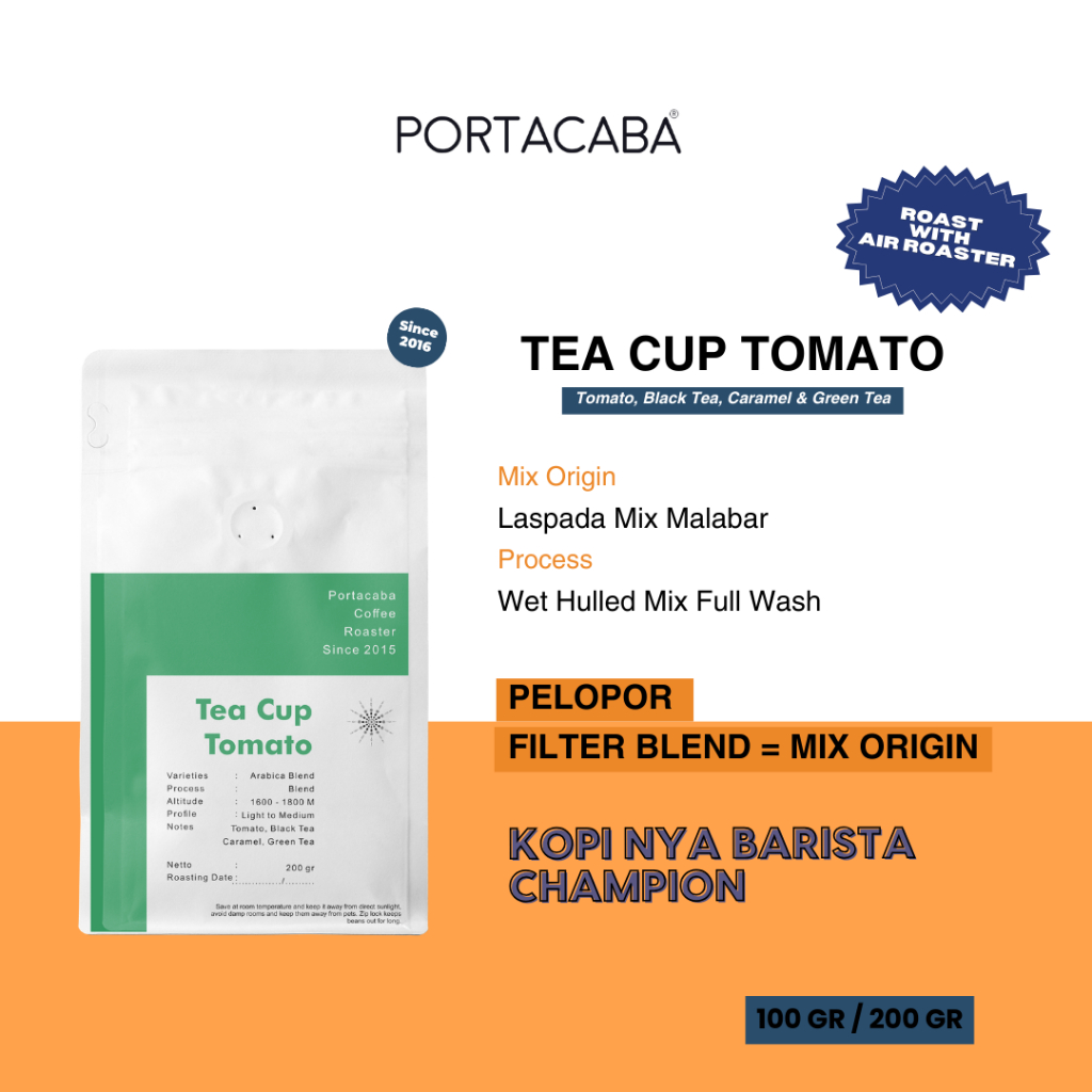 

Kopi Malabar Mix Laspada Arabika Portacaba Tea Cup Tomato 200gr