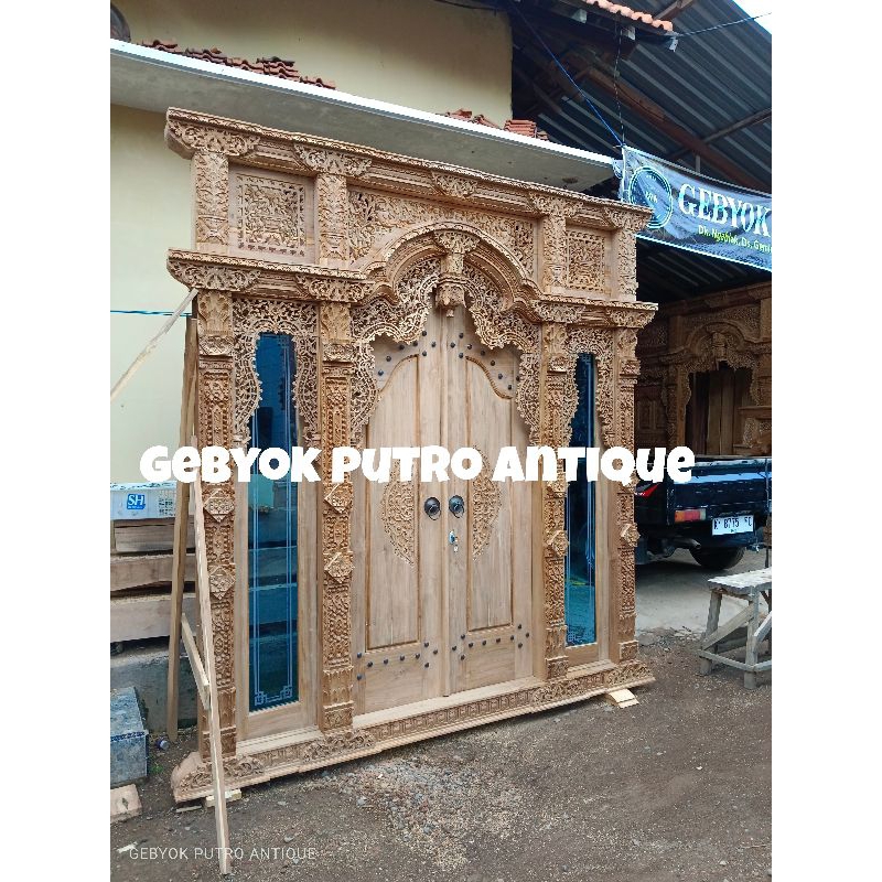 PINTU GEBYOK UKIR CUSTOM KANAN KIRI KACA